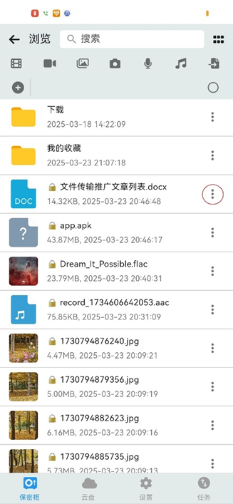 在摩连保密柜中删除单个文件/文件夹